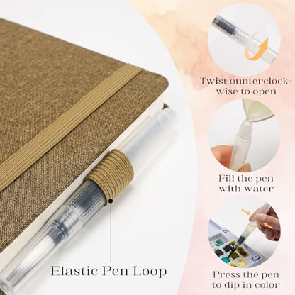Watercolor Journal Sketchbook 5.5x5.5 24 Sheets Brown - color: Brown, size: 5.5x 5.5 Inch