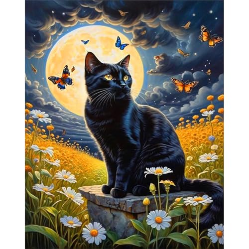 Black Cat Paint by Numbers for Adults - Cat Paint by Number on Canvas - color: MT13394