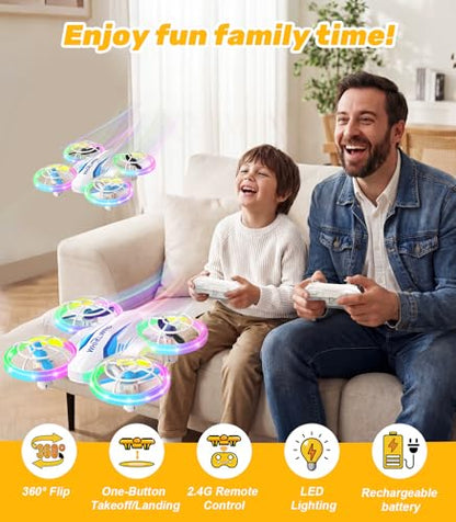 Mini Drone for Kids & Beginners- Kids Drone Mini Flying Toy with 360° Flips, LED Lights, 3 Batteries, 27 Mins Flight Time, One Key Takeoff Indoor Drones Mini RC Drones Gift for Boys and Girls