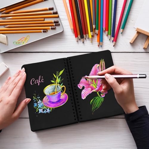 5x7 Black Paper Sketchbook,Spiral Bound Journal Notebook,70 Sheets 110gsm - color: 1-black paper