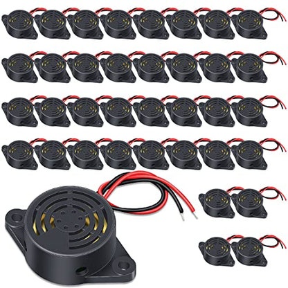 Geiserailie DC 3-24V 95 dB Electronic Buzzer Active Piezo Buzzer Alarm Sounder Continuous Sound Beep, Black(36 Pcs)