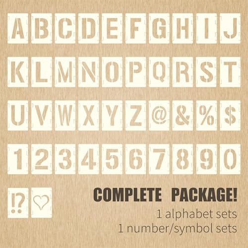 42pcs Traceable Interlocking Stencil Template Set, 12 Inch Reusable Letter Stencils for Painting, Alphabet Numbers and Symbols for Bullet Journal Canvas Rock Sign Wall Art Fabric Chalkboard - style: 12 Inch
