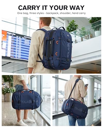 Tolaccea Travel Backpack 40-50L, 16" Laptop Carry On Duffle for Travel Work - color: Blue