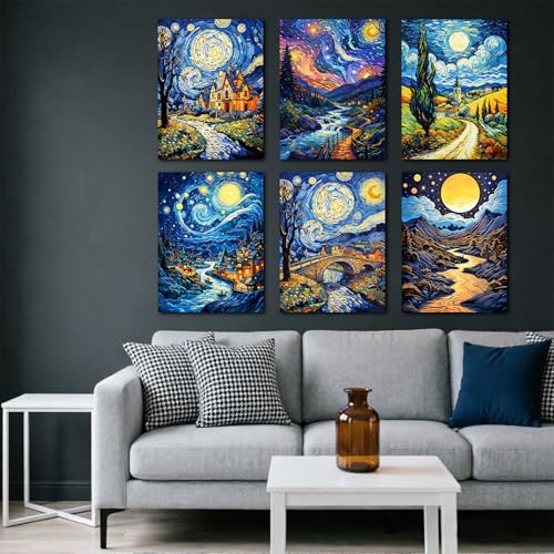 EWJRNSF 6 Pack Landscape Abstract Diamond Painting Kits for Adults DIY - color: Landscape Abstracts