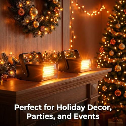 QWORK Mini LED Strobe Light 2 Pack – 32 White LEDs, 3W Plug-in Flash Effect for Party, Holiday & Dance, 3.3 x 2.1 x 4.5 inches