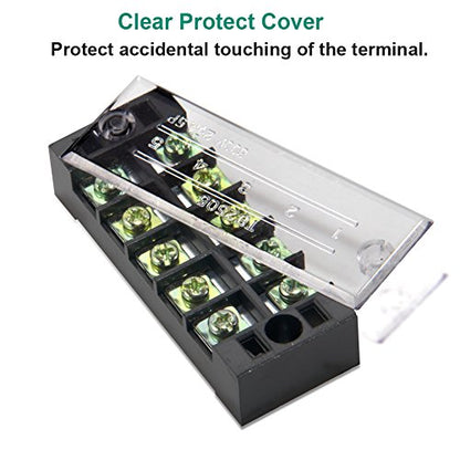 Terminal Block, 5 Circuits 600V 25A Dual Row Screw Terminal Strip, 5 Sets - size: 25A 5P+5pcs Jumpers