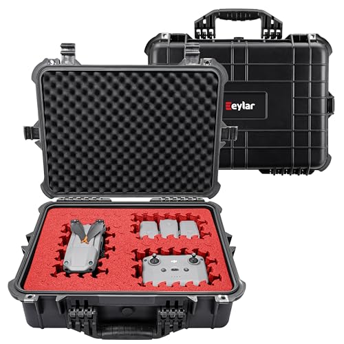 Eylar 20" Large Hard Case Equipped With Ragar Reconfigurable & Reusable XP Crosslinked Foam, Waterproof, Shockproof For Gear, Drones And Cameras (2 Red/Black Ragar Layers) - color: Black
