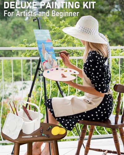 Nicpro 158PCS Deluxe Art Painting Kit for Artist with Easel, Paints & Brush