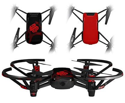 Skin Decal Wrap 2 Pack Compatible with DJI Ryze Tello Oriental Dragon Red on Black Drone NOT Included