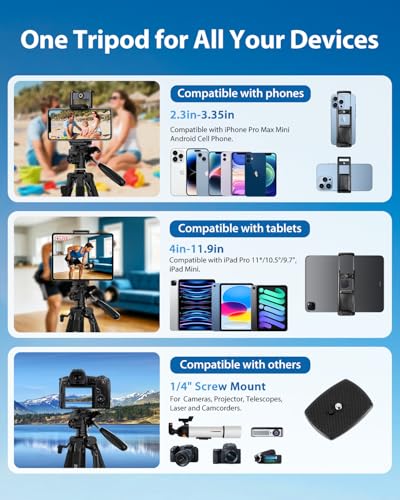 75" Camera Tripod Stand, Heavy Duty with Remote for DSLR iPad iPhone - color: Grey-75 inch
