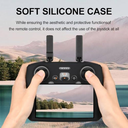 Controller Protective Silicone Case Cover+HD Screen Protector Films for DJI Mini 4 Pro/DJI Air 3/DJI Neo Drone RC 2 Remote Control Accessories(Black)