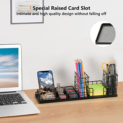 Topwey 7 in 1 Desk Organizer and Accessories - color: Jet Black
