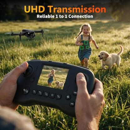 TD12Pro Drone with 1080P Camera for Adults Kids, Mini Drone with LCD Screen Remote, Foldable Remote Control Quadcopter, One Key Start, Easy to fly, Toy for Kids Adult Beginners - color: Black01
