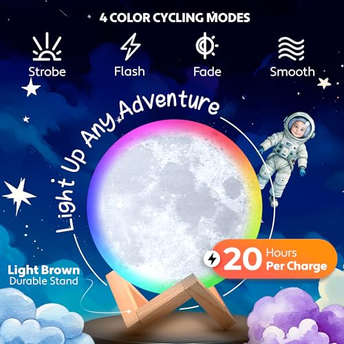 Mind-Glowing 3D Moon Lamp, 16 Colors, Touch/Remote Control (7.1 inch) - color: Moon, size: 7.1 Inch