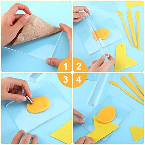 Honoson 23 Pcs Clay Sculpting Tools Set with Roller Cutters,Colorful - color: Colorful