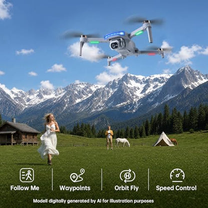 GPS Drone with Camera 4K UHD for Adults Beginner,60 Min Flight,Under 249g,Auto Return,Lightweight and Foldable Drone With Brushless Motor,Follow Me