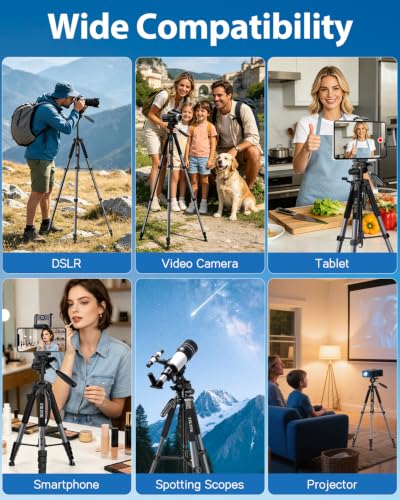 75" Camera Tripod Stand, Heavy Duty with Remote for DSLR iPad iPhone - color: Grey-75 inch