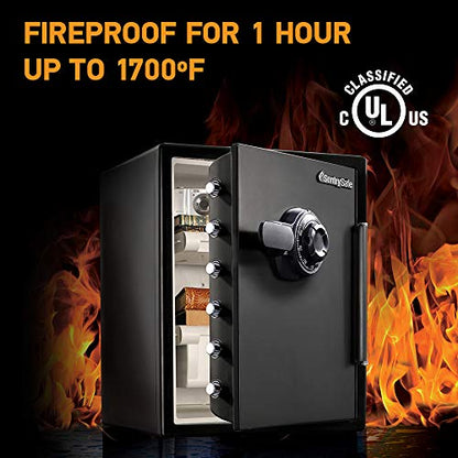SentrySafe Black Fireproof Waterproof Floor Safe with Dial Combination Lock for Home or Office, 2.05 Cubic Feet, SFW205CWB - size: 2.05 cu. ft.