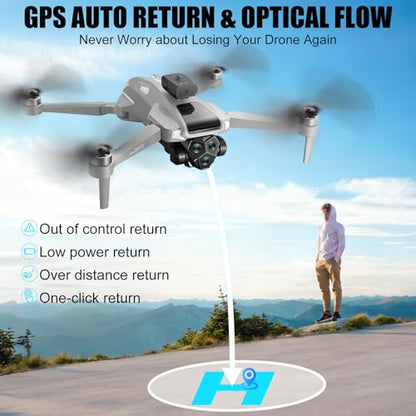 OBEST 5G GPS Drones with Camera for Adults 4K Professional, Drones with 4.5-Inch HD Screen Brushless Motor, Auto Return, Follow Me, One Key Start, Foldable RC Quadcopter for Beginners