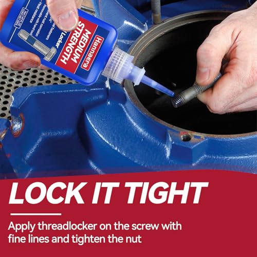 Thread Lock Blue and Red, Threadlocker Removable & Permanent, Thread Locker for Nuts, Bolts, Fasteners and Metals, Against Losening and Leakage (Medium 50 ml *1 + High 50 ml *1) - size: 50ml2pack