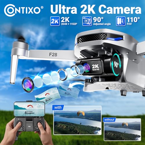 Contixo F28 GPS Drone with Camera for Adults Beginners, Foldable FPV Drone with Auto Follow, One Key Return, Waypoint Flight, Selfie Mode, 23 Min Flight Time, Carrying Case, No FAA Registration - style: F28