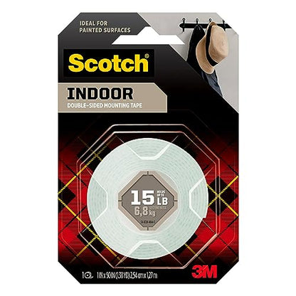 Scotch Indoor Mounting Tape 1-in X 50-in, White, Holds up to 10 lbs,1-Roll