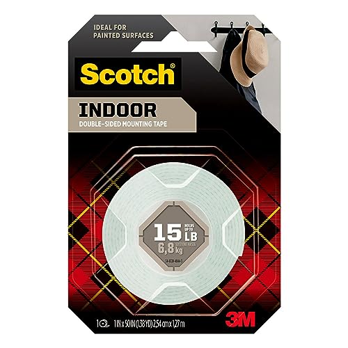 Scotch Indoor Mounting Tape 1-in X 50-in, White, Holds up to 10 lbs,1-Roll