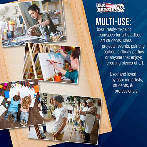 U.S. Art Supply 4"x12" Stretched Canvas for Painting, 3/4" Profile, 6-Pack - size: 4" x 12"