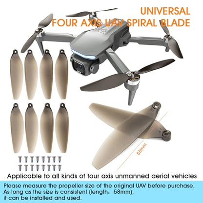 Universal 58mm/2.28In Drone Propellers for E88、E25、K911、S115、S119、A17、S132、F167、X28、X26、L106 Models - Replacement Drone Accessories with Stable and Low-Noise Operation 16-Pack (Gray) - color: Gray