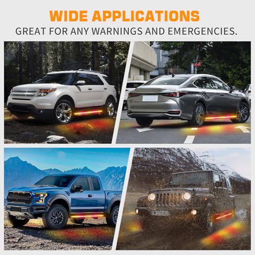 XRIDONSEN 2PCS 60 inch Running Board Strobe Lights Truck Emergency Lights - color: Amber/Red