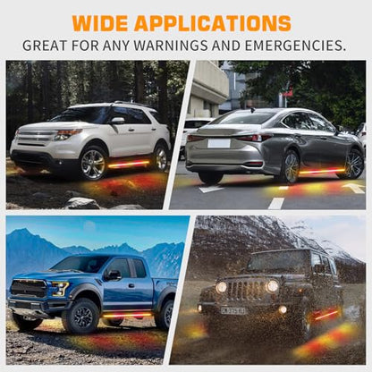 XRIDONSEN 2PCS 60 inch Running Board Strobe Lights Truck Emergency Lights - color: Amber/Red