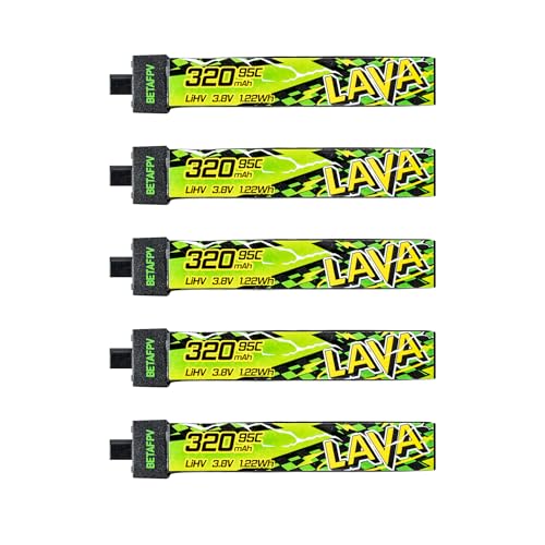 BETAFPV 5pcs Lava II 1S 320mAh LiHV Battery 3.8V 95C with BT2.0 Connector