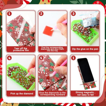 Saillong 6 Pcs Christmas Diamond Painting Phone Stand Full Drill Holder - style: Christmas