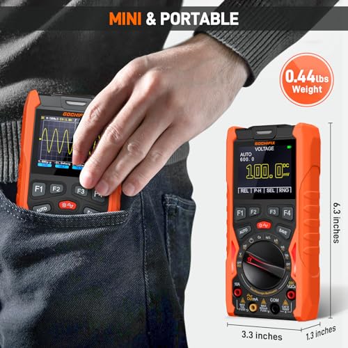 GOCHIFIX 3-in-1 Handheld Oscilloscope Multimeter, 12MHz 50MSa/s Lab - color: Orange & Black