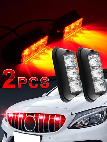 YM E-Bright 2-Pack Red 3 LED Car Flash Light DRL Truck Emergency Strobe Flash Warning Light 12-24V - color: Red, size: 3LED