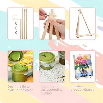 Hydrangea Paint by Numbers for Adults with Framed Canvas - Wooden Easel - color: DKMT0160, size: 12*16inch