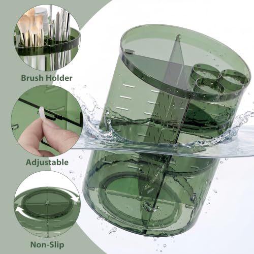 Rotating Makeup Organizer with DIY 8 Adjustable Layers, Clear Green - color: Clear Green