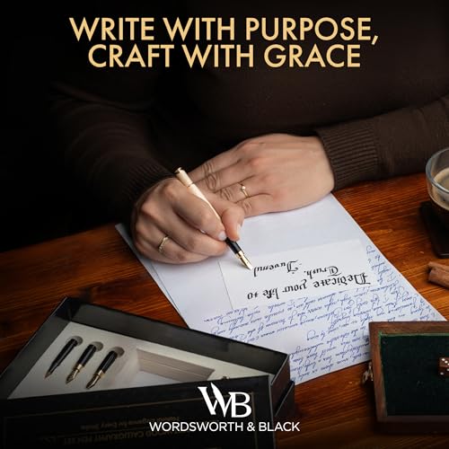 Wordsworth & Black Luxury Bamboo Maple Calligraphy Pen Set, 6 Nibs - color: Maple Wood