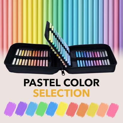 Castle Art Supplies 48 Pastel Colored Pencils for Adults - with Extras