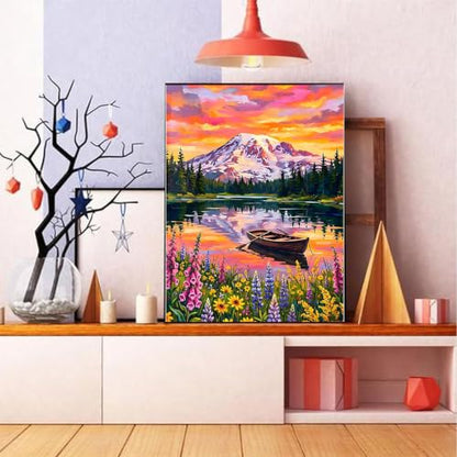 xackcme Mountain Paint by Numbers for Adults - Lake Scenery Paint by Numbe - color: MT22988
