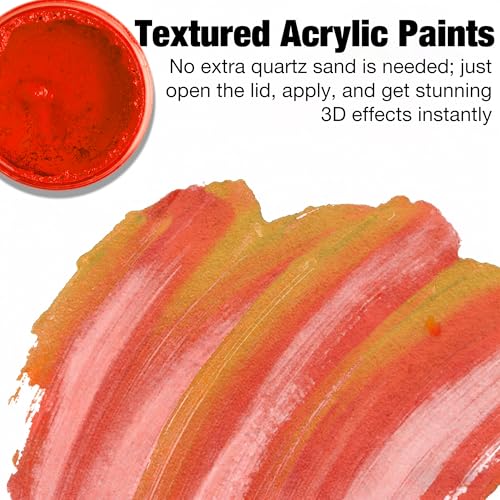 Textured Acrylic Paint w/Sand, 24 Colors 3.3oz, Heavy Body for 3D Art