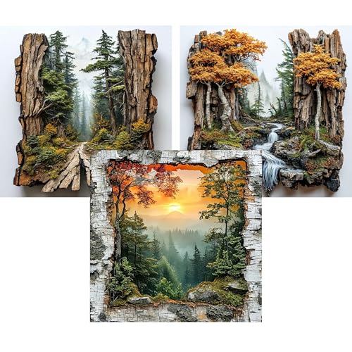 Ekuxom 3 Pack Diamond Art Kits for Adults-Forest Landscape Diamond Painting - color: Forest Landscape