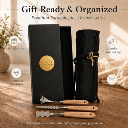 Palette Knife Set with Canvas Roll Bag & Gift Box, Painting Knives