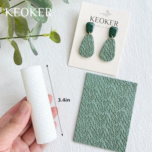 KEOKER Polymer Clay Texture Roller, 3PCS Roller for Making Earrings, Like Texture Sheets, Great with Clay Cutters (3pc Leaf All) - color: 3pc ALL