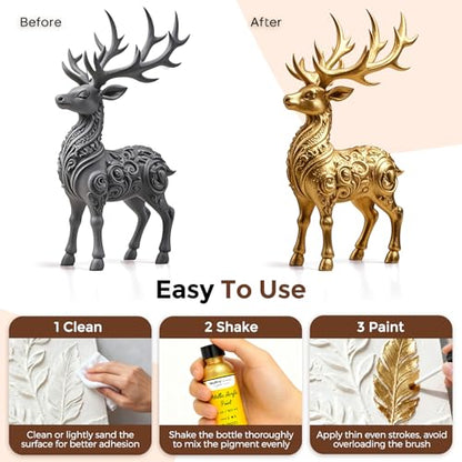 Nicpro Gold Leaf Paint - 2oz/60ml Metallic Gold Acrylic Paint - color: Gold