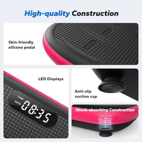 Merach CV40 Curved Vibration Plate Exercise Machine with 440lbs Capacity - color: Magenta