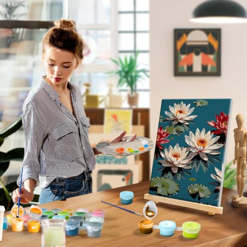 YOYA Framed Paint by Numbers Kit for Adults - Lotus Flower Paint by Number - color: Lotus 032