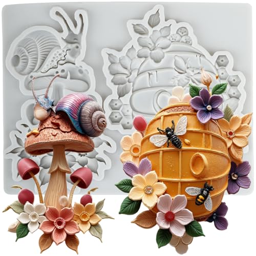 Mushroom Honeycomb Polymer Clay Mold Snail Flower Silicone Molds - color: Style L