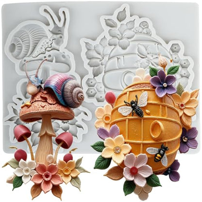 Mushroom Honeycomb Polymer Clay Mold Snail Flower Silicone Molds - color: Style L