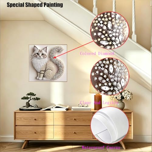 5D Cat Special Shape Diamond Art Kits for Adults,DIY Diamond Painting Kits - color: YP031
